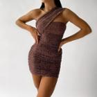 Asymmetrical Sleeveless Leopard Print Sheath Dress