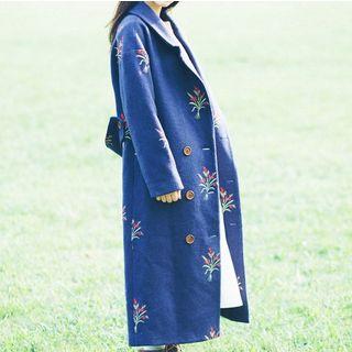 Flower Embroidery Long Coat