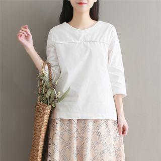 Ethnic V-neck 3/4-sleeve Short-sleeve T-shirt