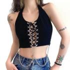 Halter-neck Lace-up Chained Cropped Camisole Top