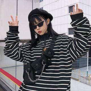 Half-zip Stripe Sweatshirt Black - One Size
