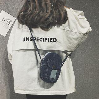 Denim Zip Crossbody Bag Blue - One Size
