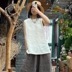 Sleeveless Linen Top White - One Size