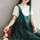 Mesh Overlay Pinafore Dress