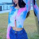 Long-sleeve Tie Dye Button-up T-shirt