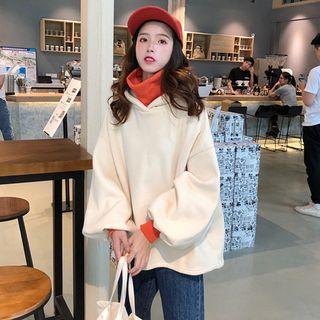 Two-tone Mock Two-piece Turtleneck Hoodie