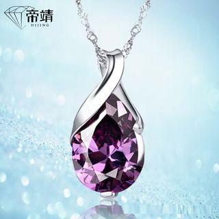 Crystal Pendant Sterling Silver Necklace