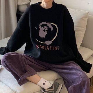 Printed Long-sleeve Sweater / Corduroy Pants