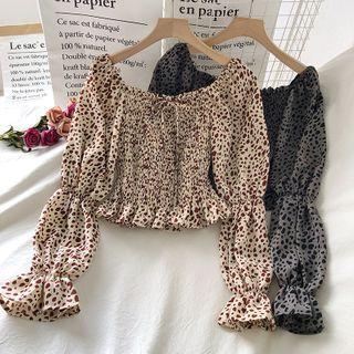 Puff-sleeve Leopard Print Top
