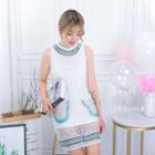 Set: Crew-neck Tank Dress + Lace Sleeveless Dress