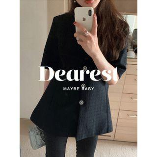 V-neck Tweed A-line Jacket One Size