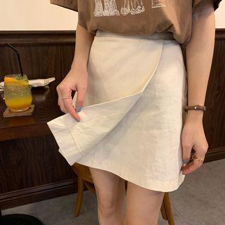 High-waist A-line Mini Wrap Skirt