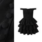 Off-shoulder Layered Mini A-line Dress