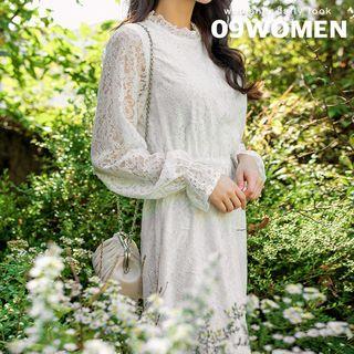 Frill-trim Maxi Lace Dress