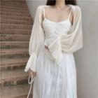 Bell-sleeve Shawl / Lace Sleeveless Dress