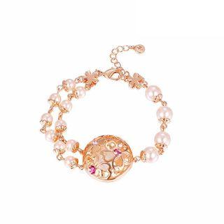 925 Silver Swarovski Elements Crystal Faux Pearl Bracelet