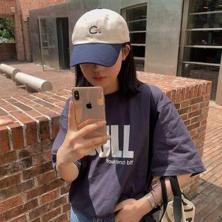 Color-block Lettering Embroidered Baseball Cap