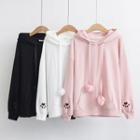 Embroidered Pom Pom Hoodie