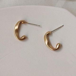 Twisted Stud Earring 1 Pair - 1467 - Gold - One Size