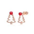 Fashion Simple Plated Rose Gold Hollow Christmas Tree Stud Earrings Rose Gold - One Size