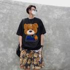 Couple Matching Short Sleeve Bear Applique T-shirt