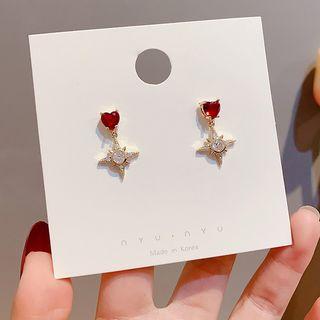 Rhinestone Star Drop Earring 1 Pair - E1585 - Gold - One Size