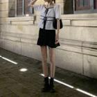 Short-sleeve Bow Blouse / A-line Skirt