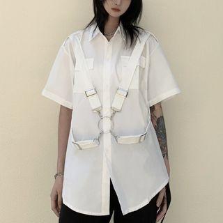 Short-sleeve Buckled Strap Shirt