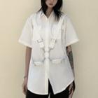Short-sleeve Buckled Strap Shirt