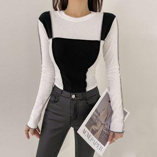 Stitch-trim Color-block T-shirt