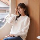Eyelet-lace Sleeve Bell-cuff T-shirt