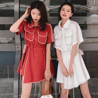 Short-sleeve Contrast Trim Playsuit