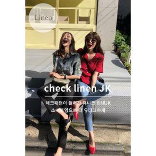 Cutout-sleeve Checked Shirt