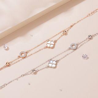 Clover Shell Layered Sterling Silver Bracelet