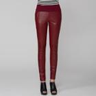 Faux Leather Panel Skinny Pants