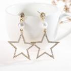 Faux Pearl Rhinestone Star Dangle Earring 1 Pair - Gold - One Size