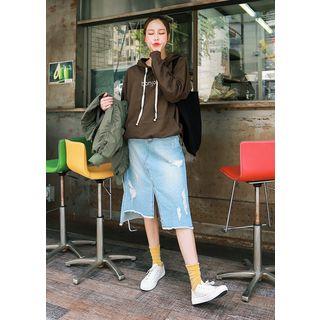 Hooded Lettering Cotton Pullover