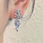 Flower Faux Crystal Alloy Dangle Earring 2564a - 1 Pair - Ear Studs - Silver - One Size