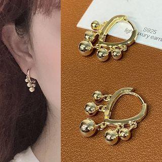 Alloy Bead Hoop Earring 1 Pair - Gold - One Size
