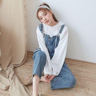 Wide-leg Denim Jumper Pants 05 - Blue - One Size
