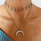 Layered Crescent Necklace 1 Pc - Gold - One Size
