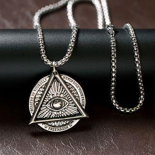 Stainless Steel Embossed Disc Pendant Necklace As Shown In Figure - One Size