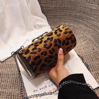 Plain / Leopard Print Velvet Cylinder Clutch