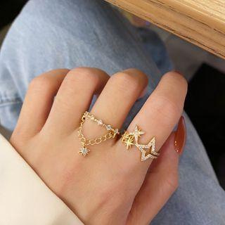 Star Rhinestone Ring / Chain Ring / Set
