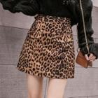 Leopard-print Mini A-line Skirt