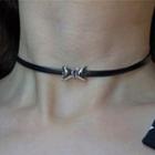 Bow Alloy Faux Leather Choker Pink - One Size