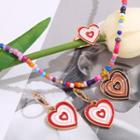Set: Heart Glaze Pendant Bead Necklace + Dangle Earring Set Of 3 - 54558 - Red & Gold - One Size