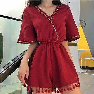 High-waist Short-sleeve Playsuit