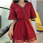 High-waist Short-sleeve Playsuit