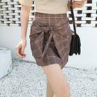 Plaid Tie-front A-line Skirt